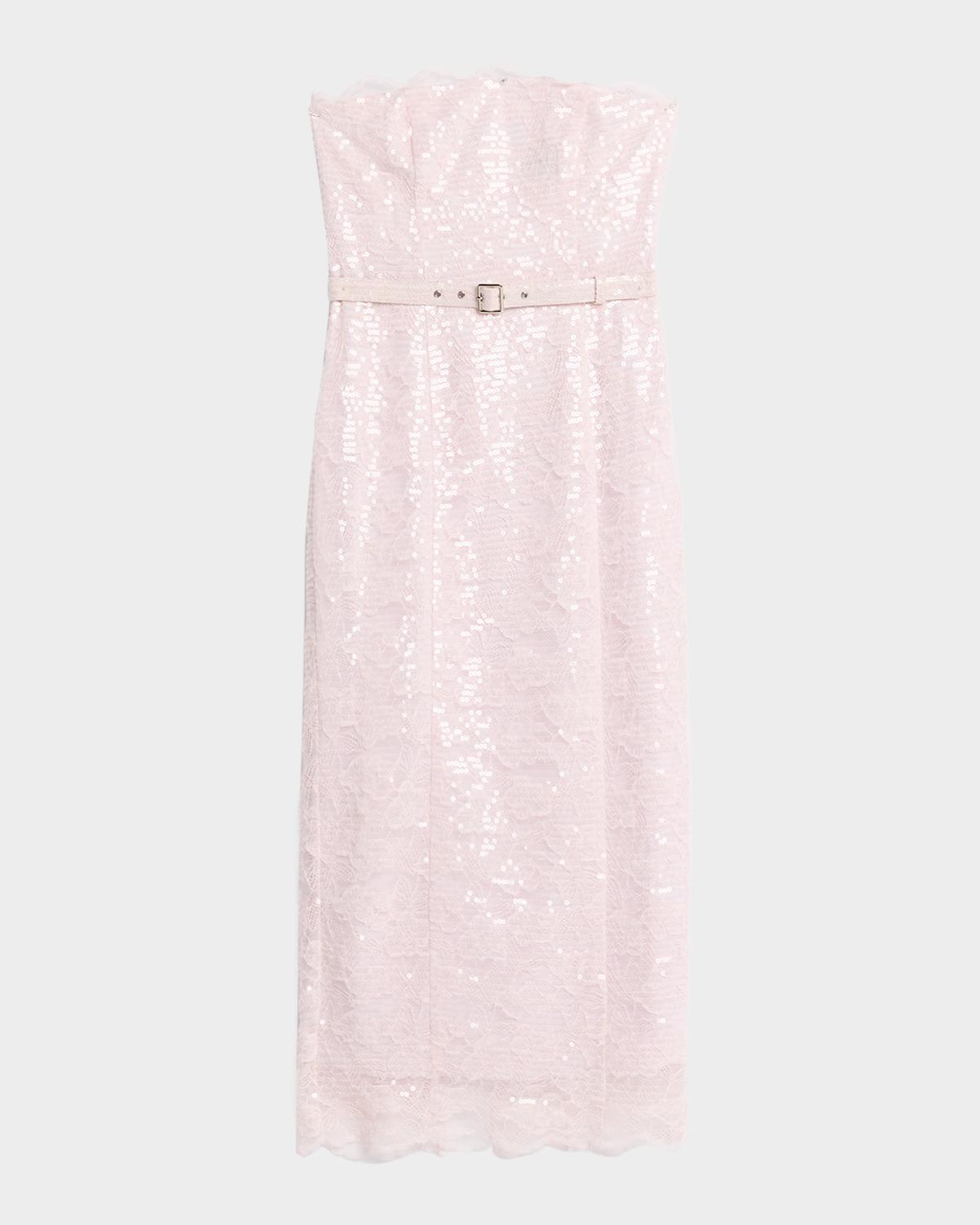 Toccin Vivian Belted Sequined Lace Midi Dress