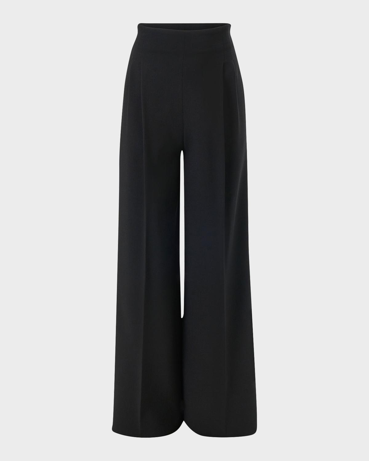 Marisol Pleated Wide-Leg Crepe Pants