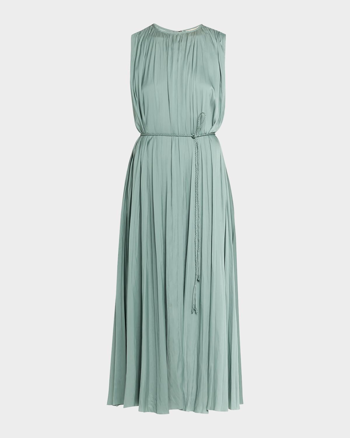 Ulla Johnson Fianna Belted Pleated Satin Midi Dress