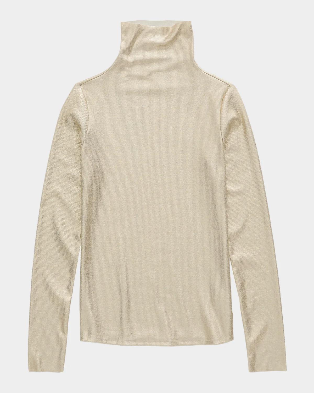 AG Jeans Chels Metallic Rib-Knit Turtleneck