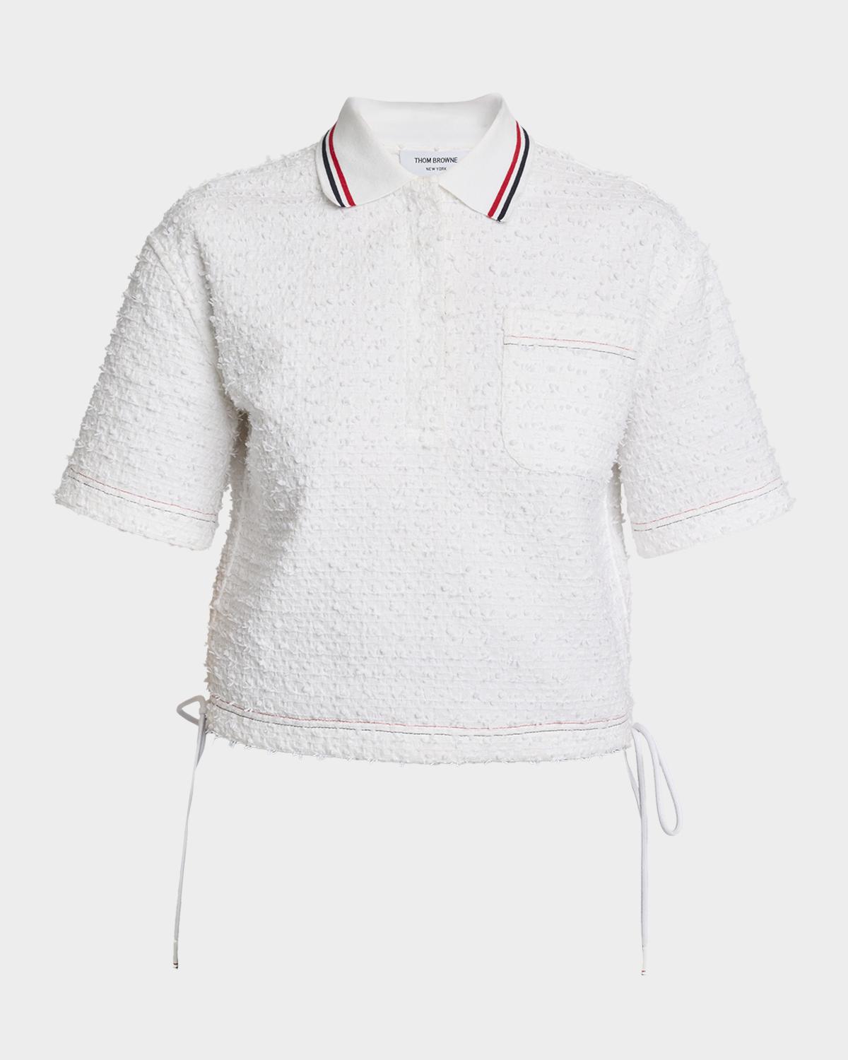 Thom Browne Drawstring Hem Crop Polo Shirt