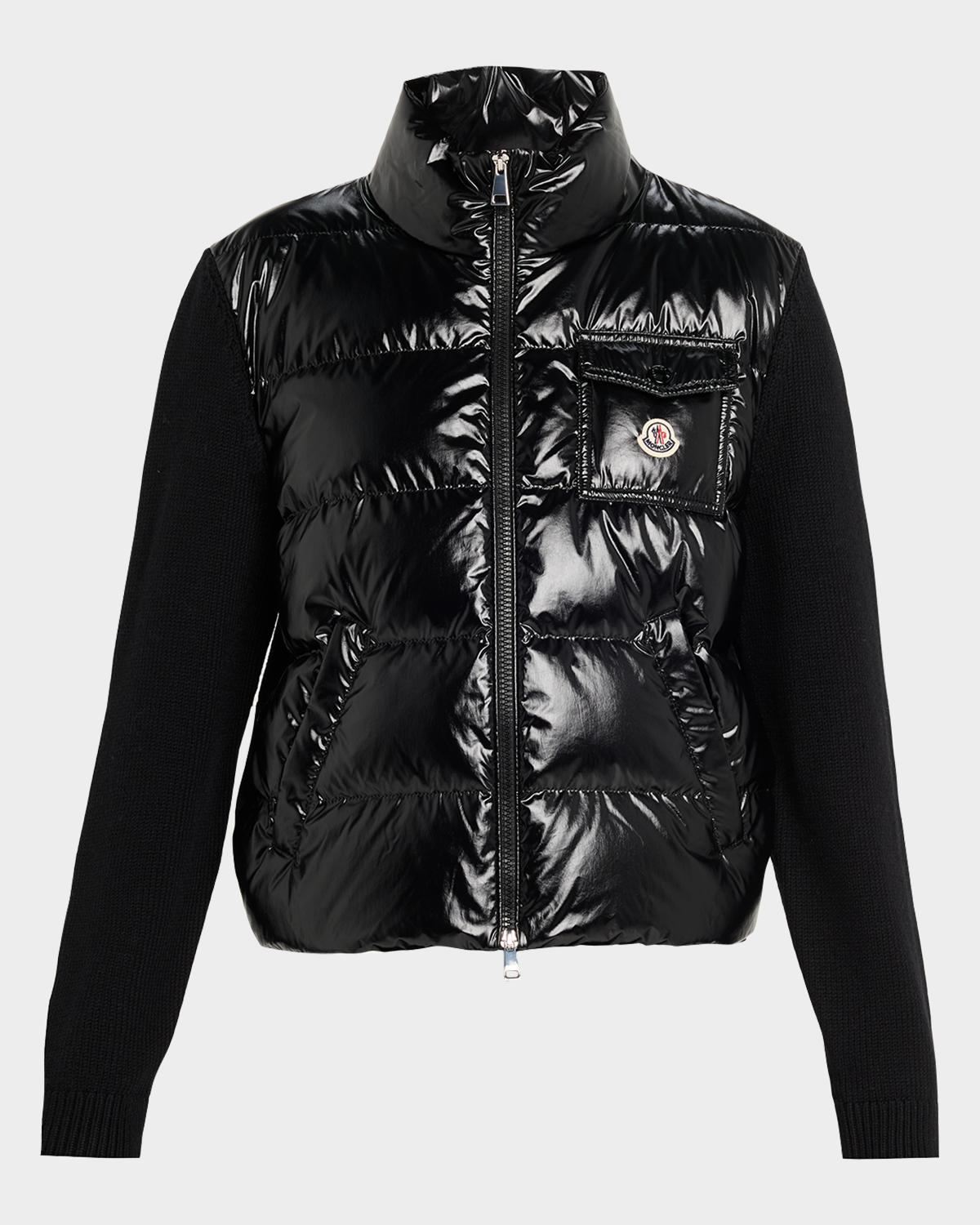 Padded Zip-Up Wool Cardigan