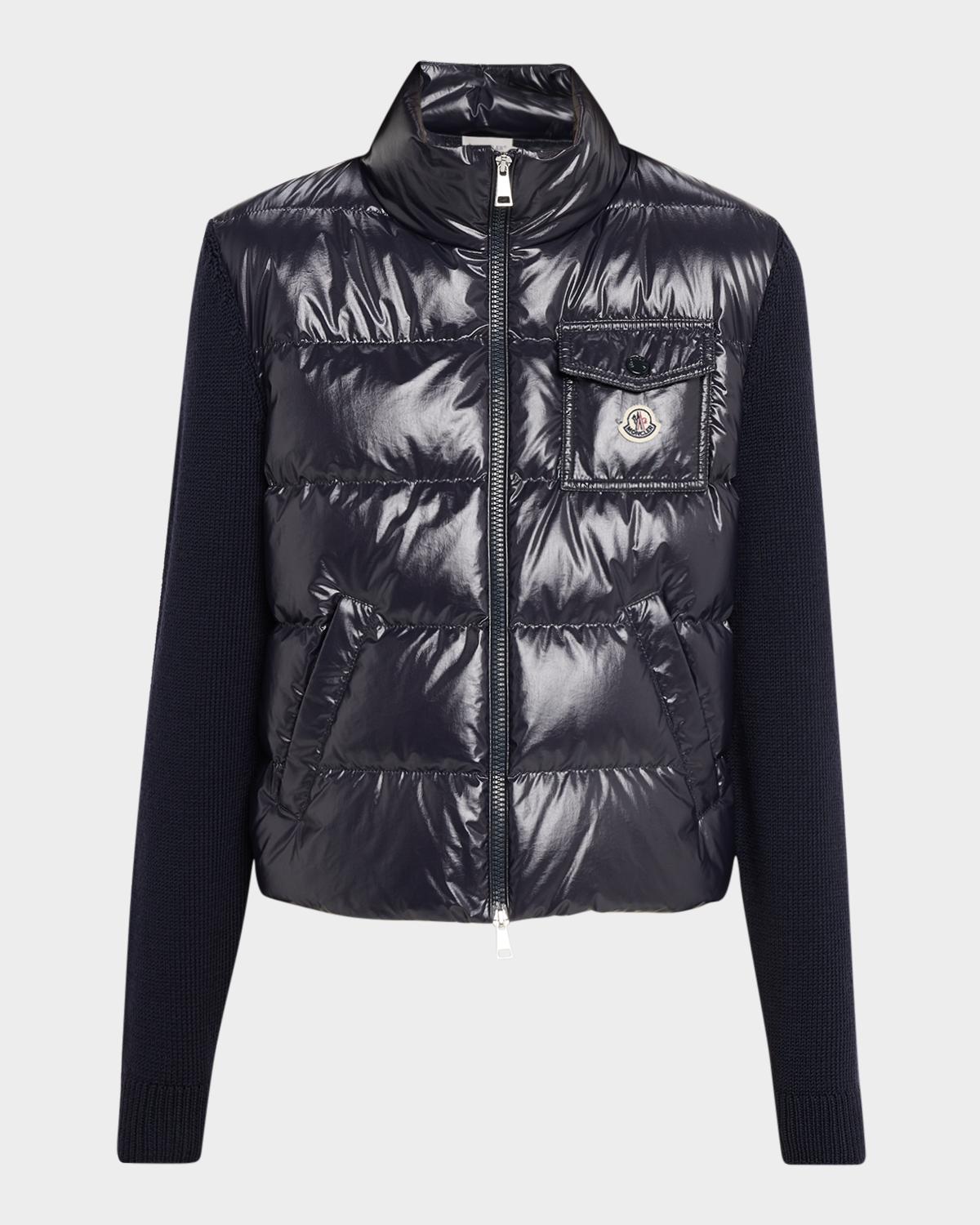 Padded Zip-Up Wool Cardigan