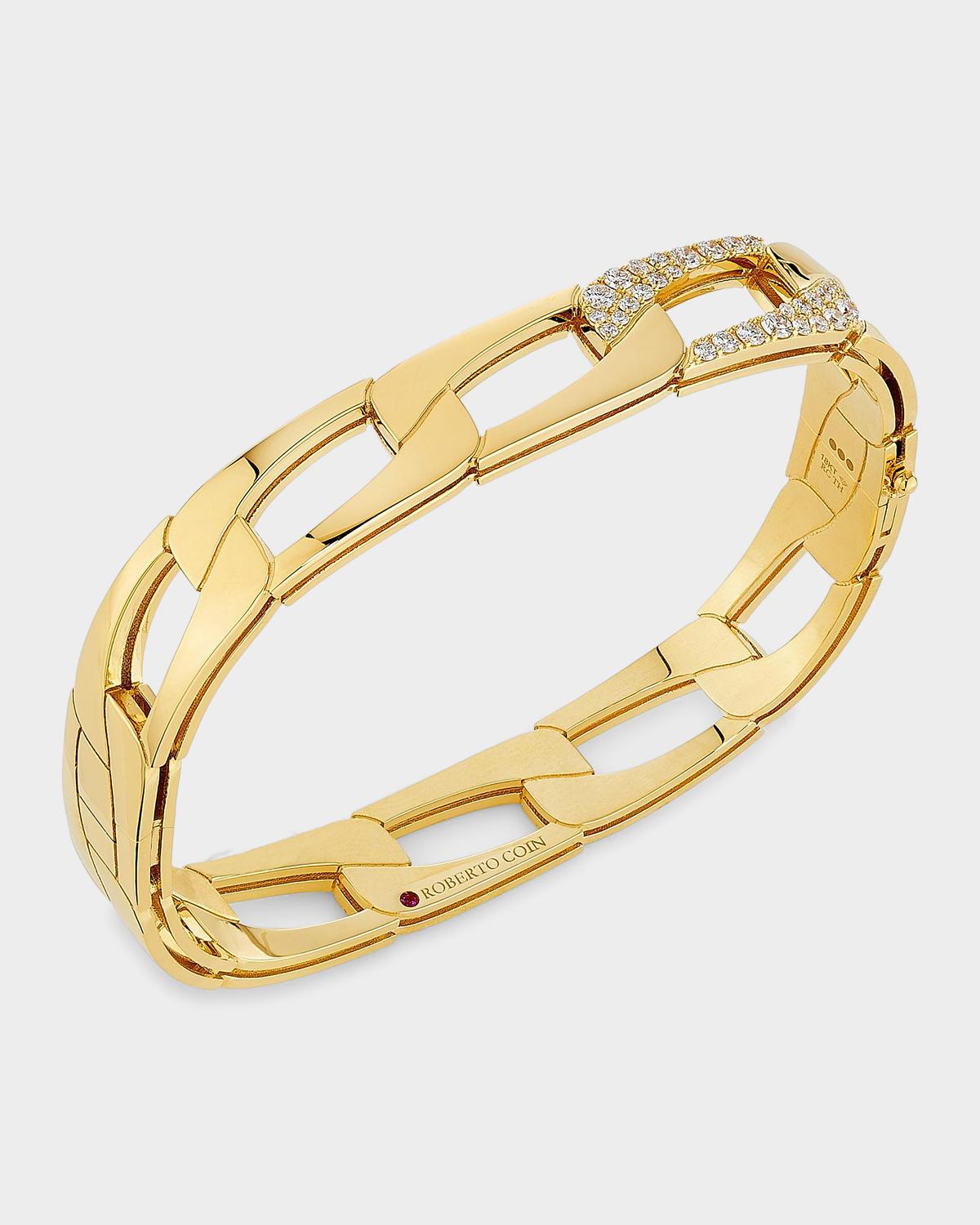 Navarra 18K Yellow Gold & 0.50 TCW Diamond Square Chain Bangle