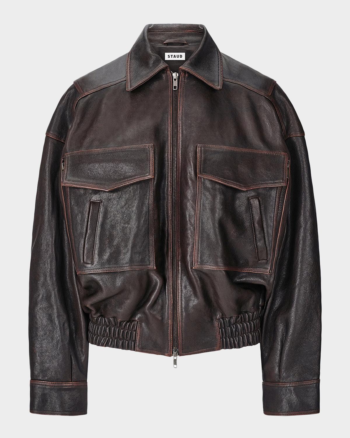 STAUD Eugene Distressed Leather Jacket