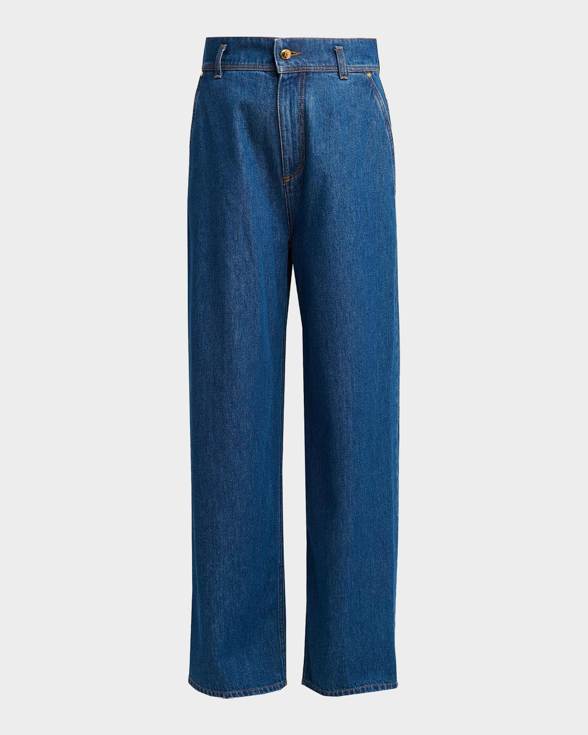 Alberta Ferretti High-Rise Wide-Leg Denim Trousers