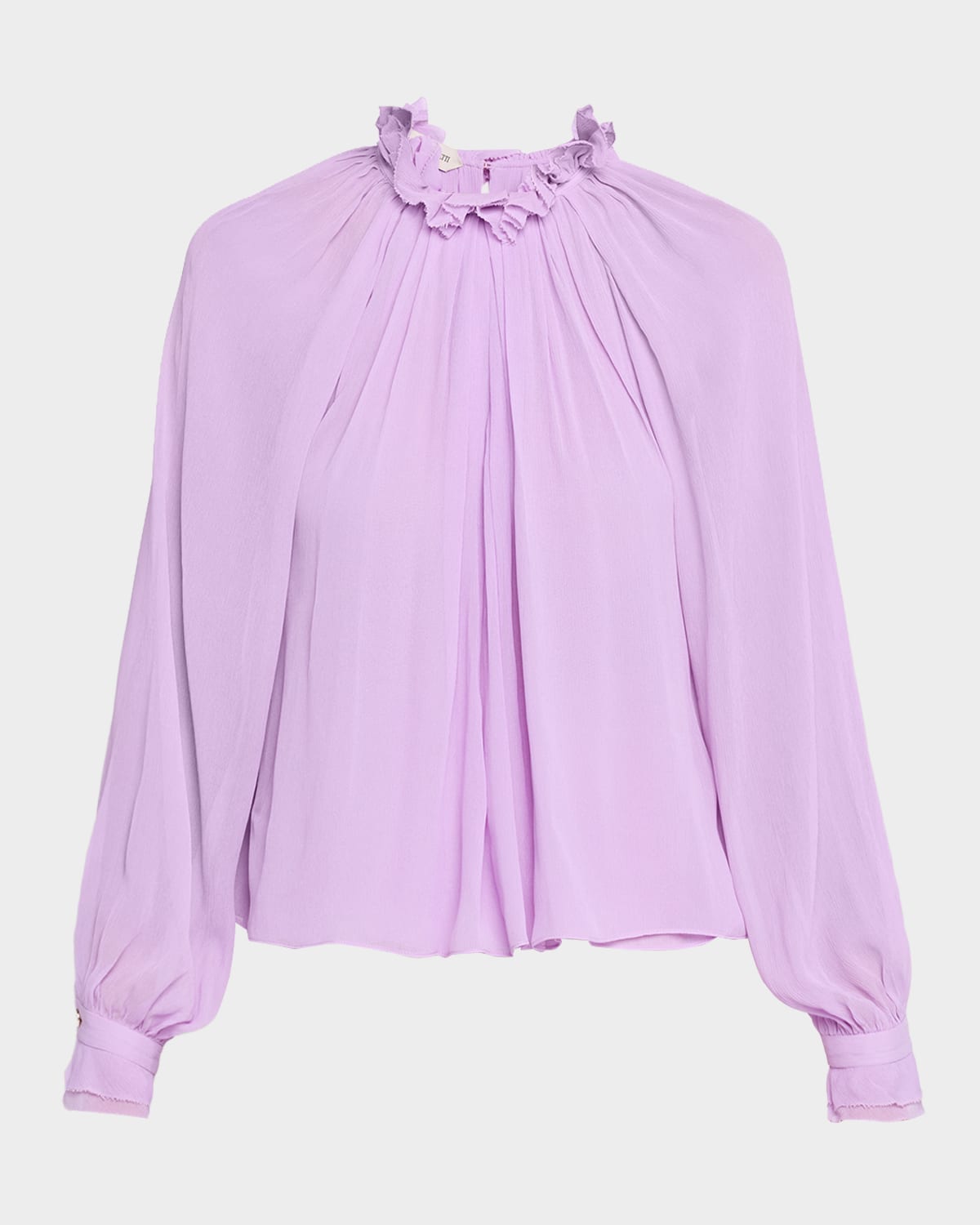 Ruffled Collar Long-Sleeve Blouse