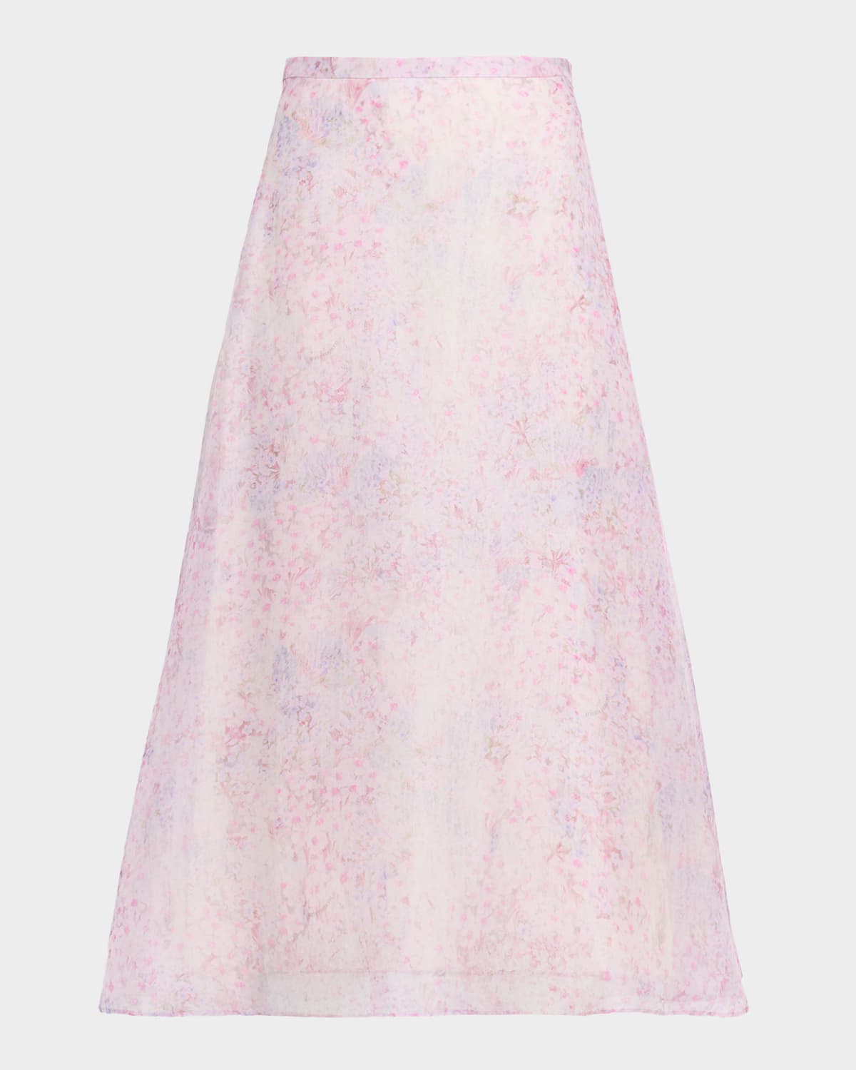 Floral-Print Silk Organza Skirt