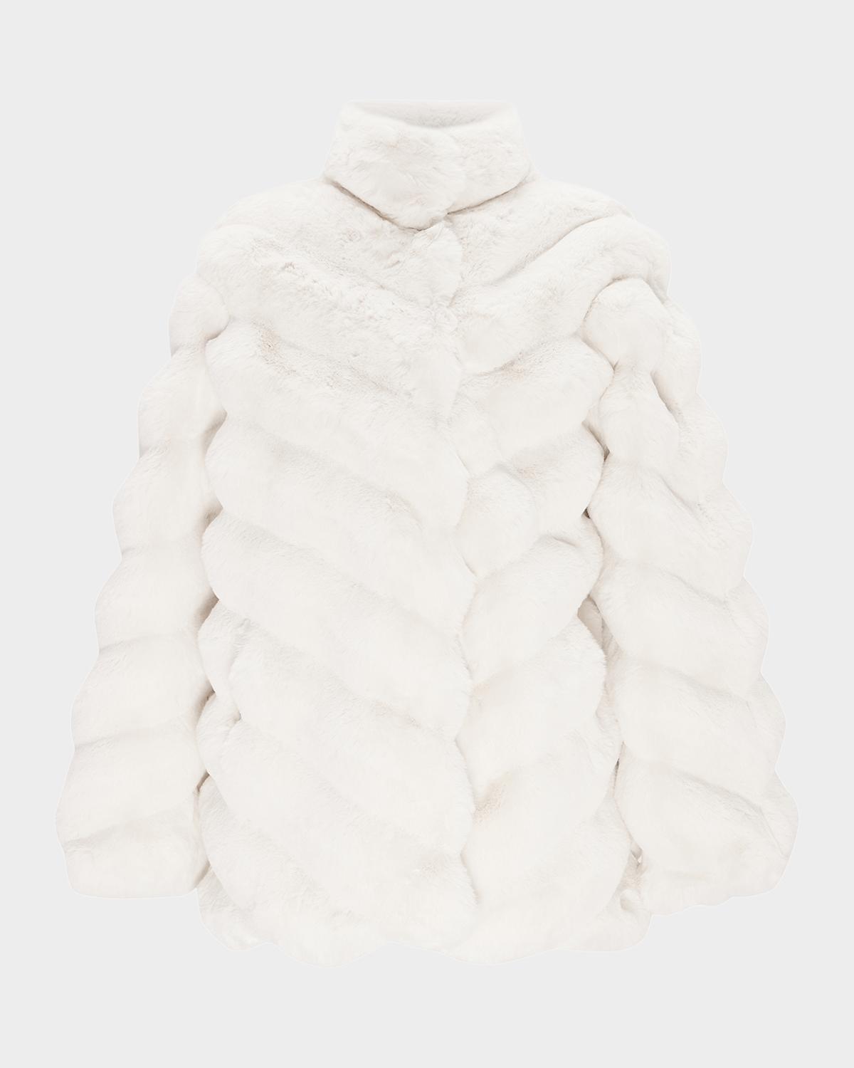 Lyla Grant Fur-Free Chevron Faux Chinchilla Coat