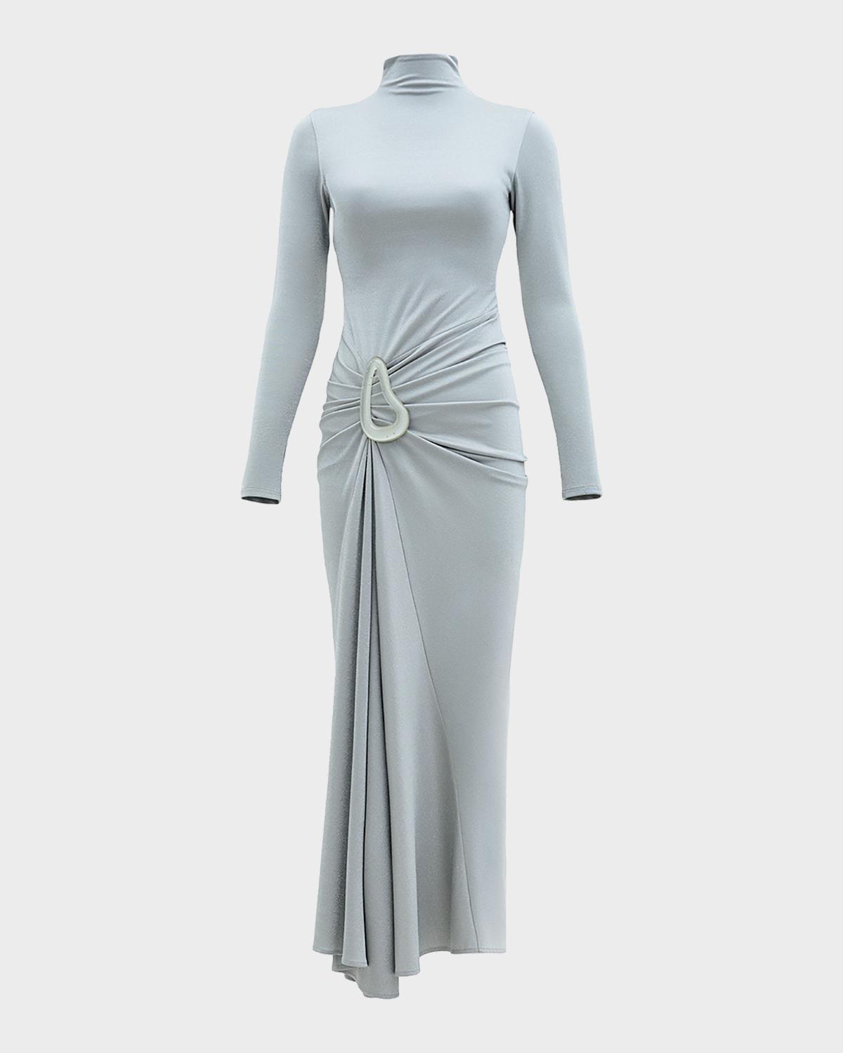 Silvia Tcherassi Venus Mock-Neck Draped Backless Ankle Dress