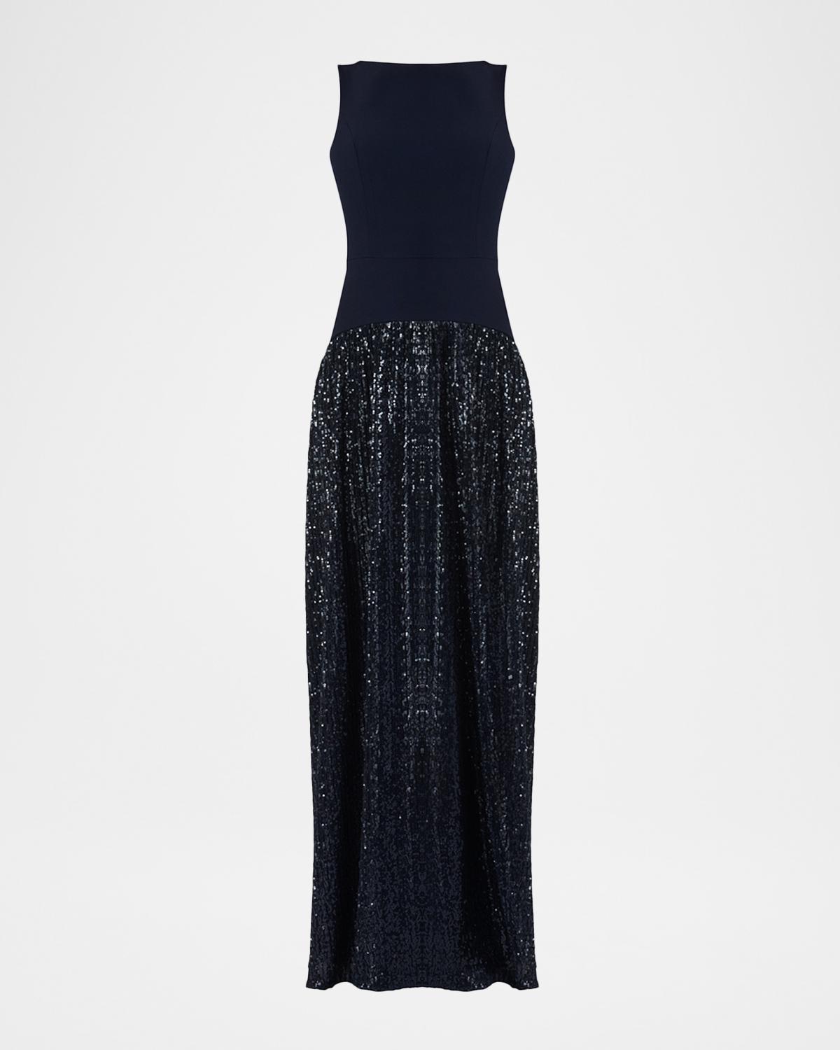 Shoshanna Dorothy Sleeveless Sequin Crepe Maxi Dress