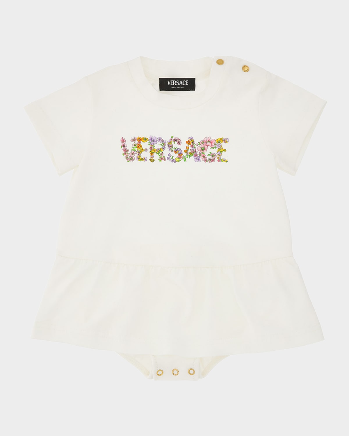 Versace Girl 's Stretch Jersey Romper Dress, Size 1M-18M | Thumbnail 4 Versace Girl 's Stretch Jersey Romper Dress, Size 1M-18M | Thumbnail 4