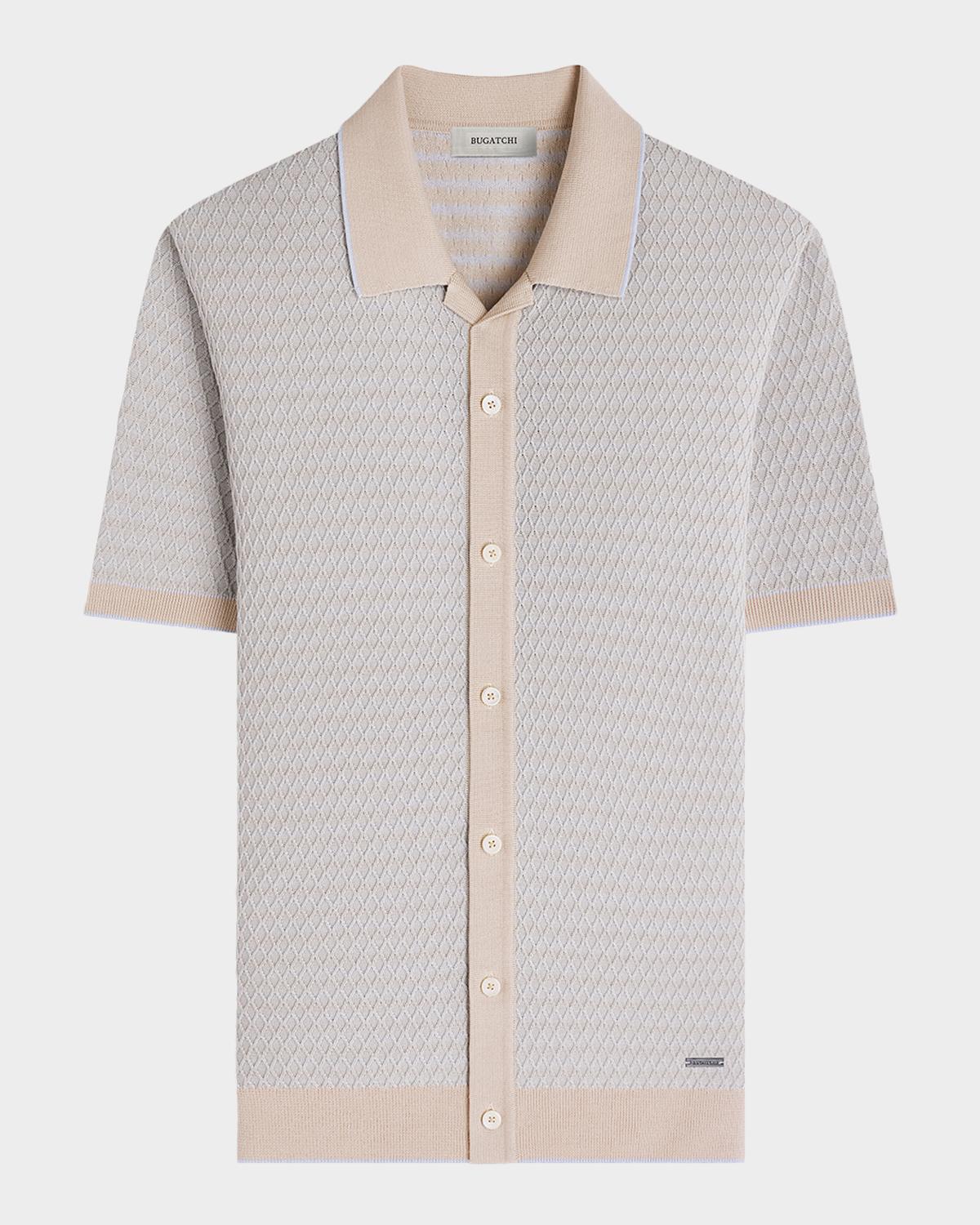 Bugatchi Men's Two-Tone Honeycomb Button-Front Sweater