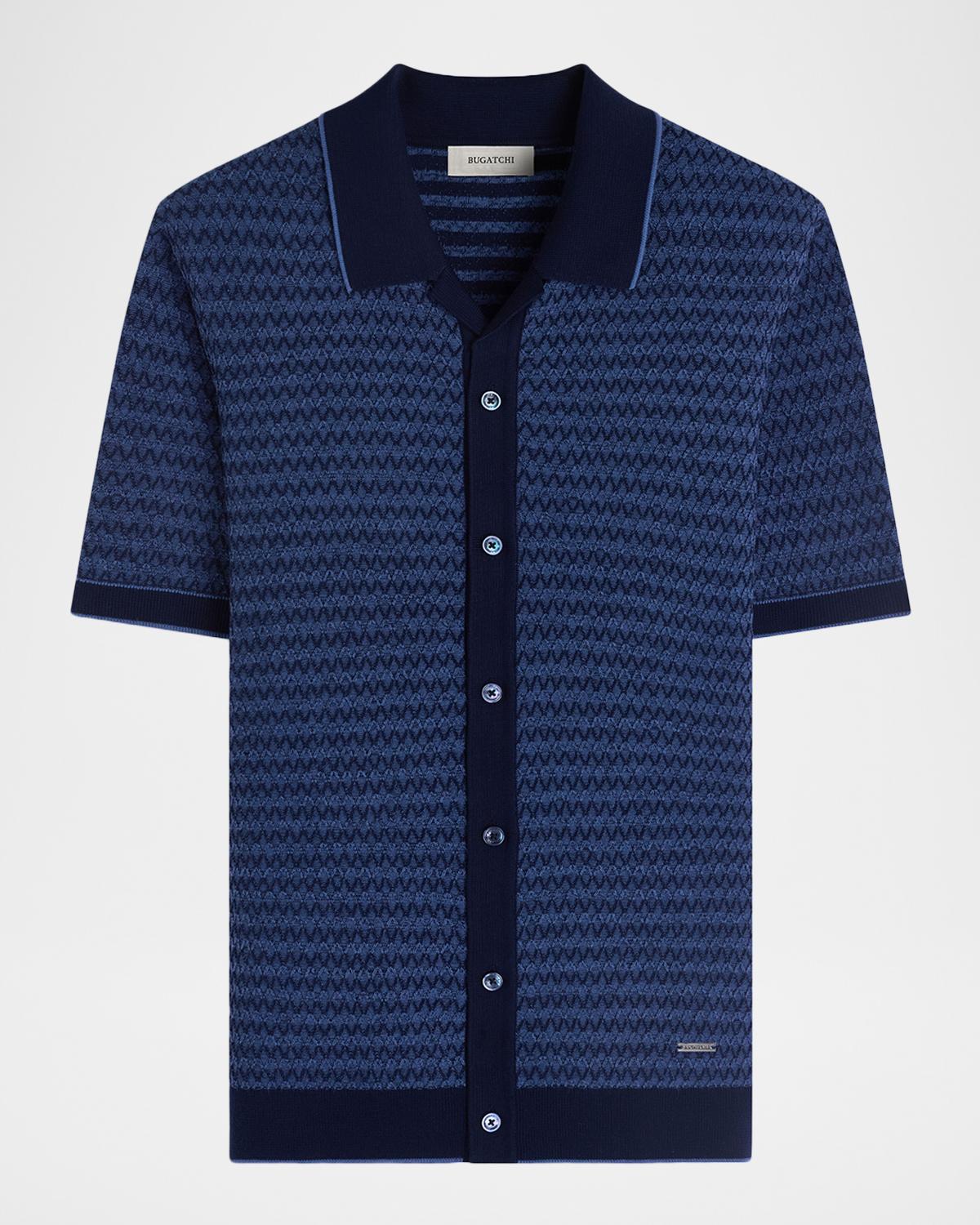 Bugatchi Men's Two-Tone Honeycomb Button-Front Sweater