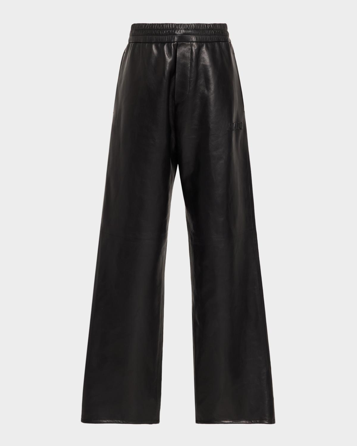 Amiri Men's Leather Wide-Leg Track Pants
