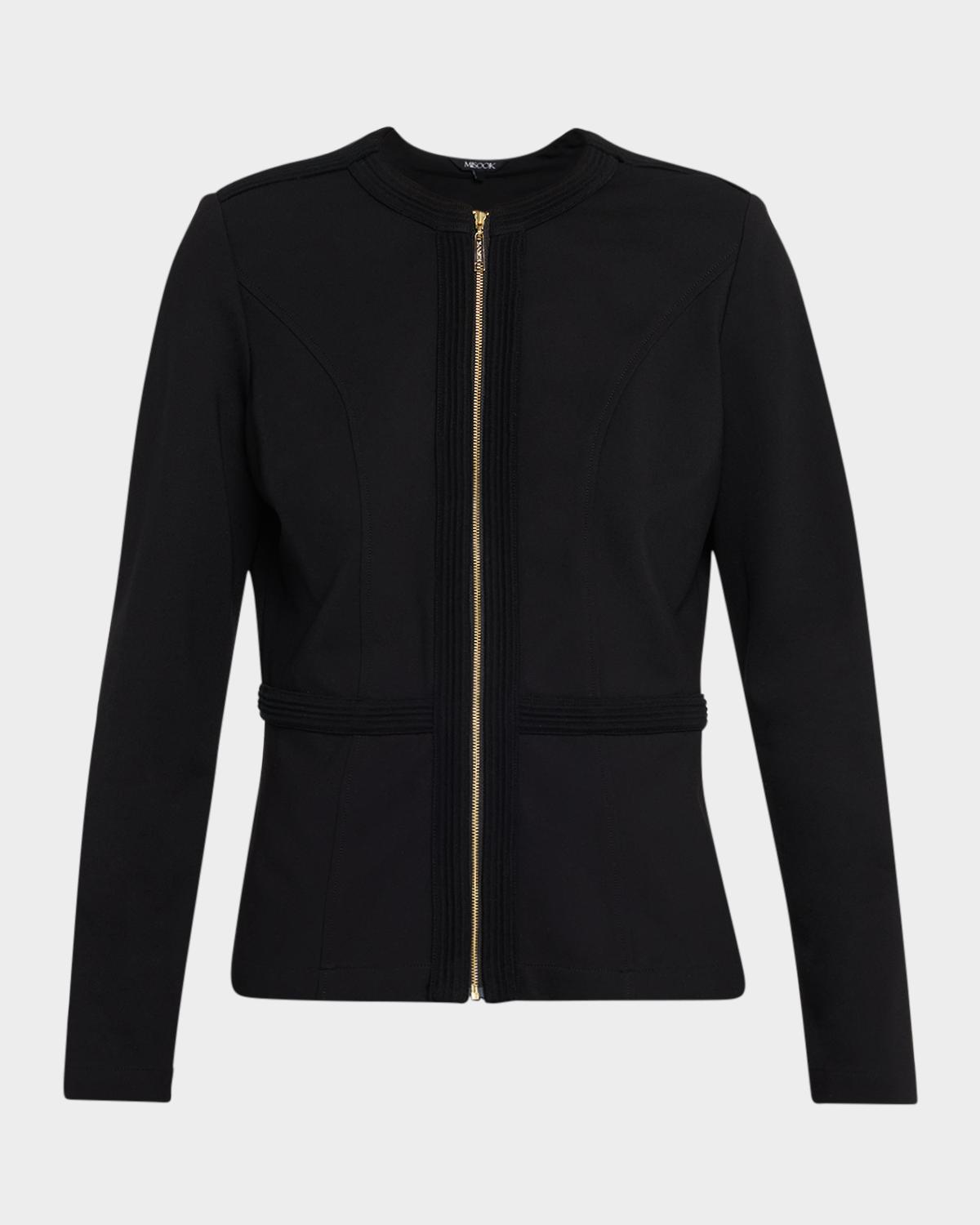 Misook Round Neck Cotton-Blend Jacket