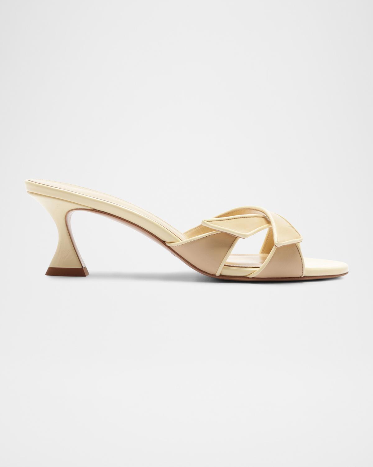 Alexandre Birman Tita Cross 60mm Leather Kitten-Heel Sandals