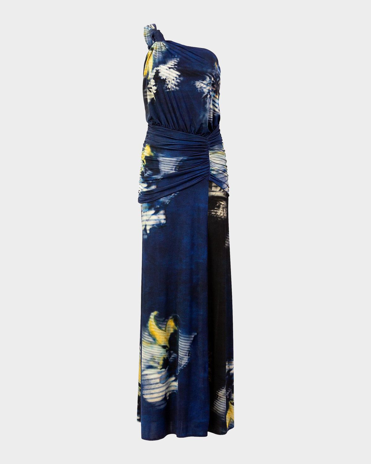 Silvia Tcherassi Antara Ruched One-Shoulder Maxi Dress