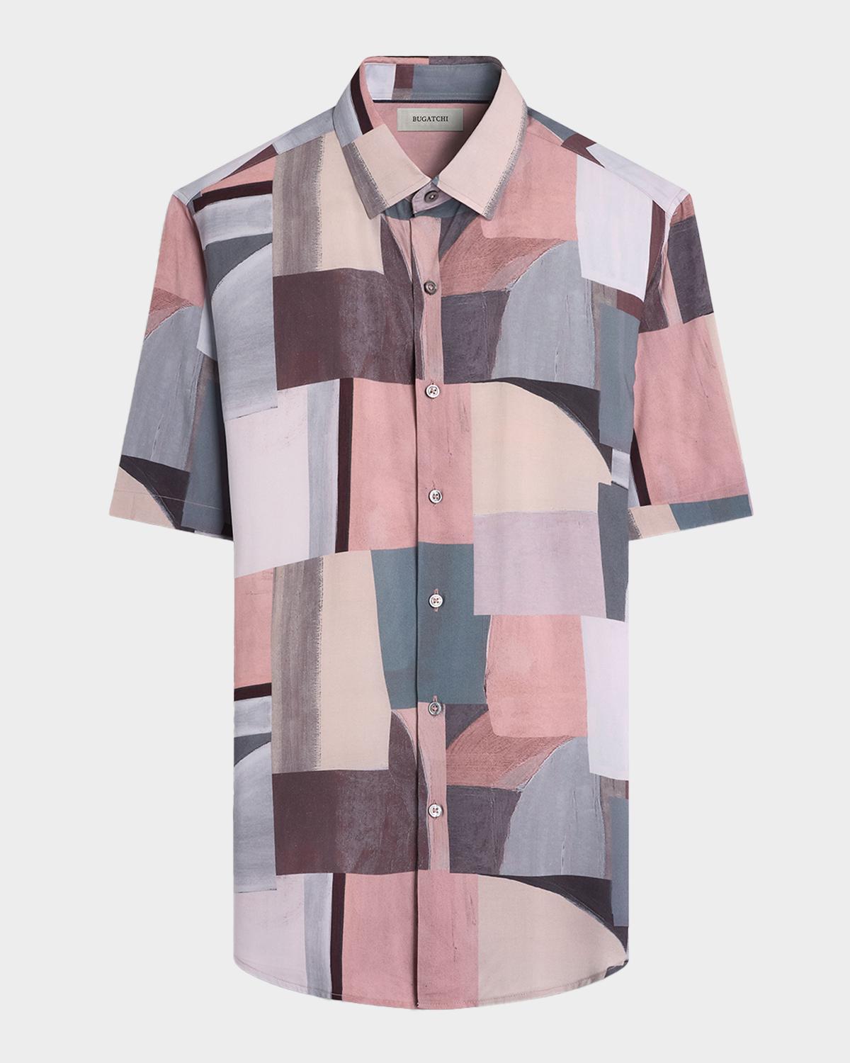 Bugatchi Men's Orson Abstract-Print Viscose Short-Sleeve Shirt