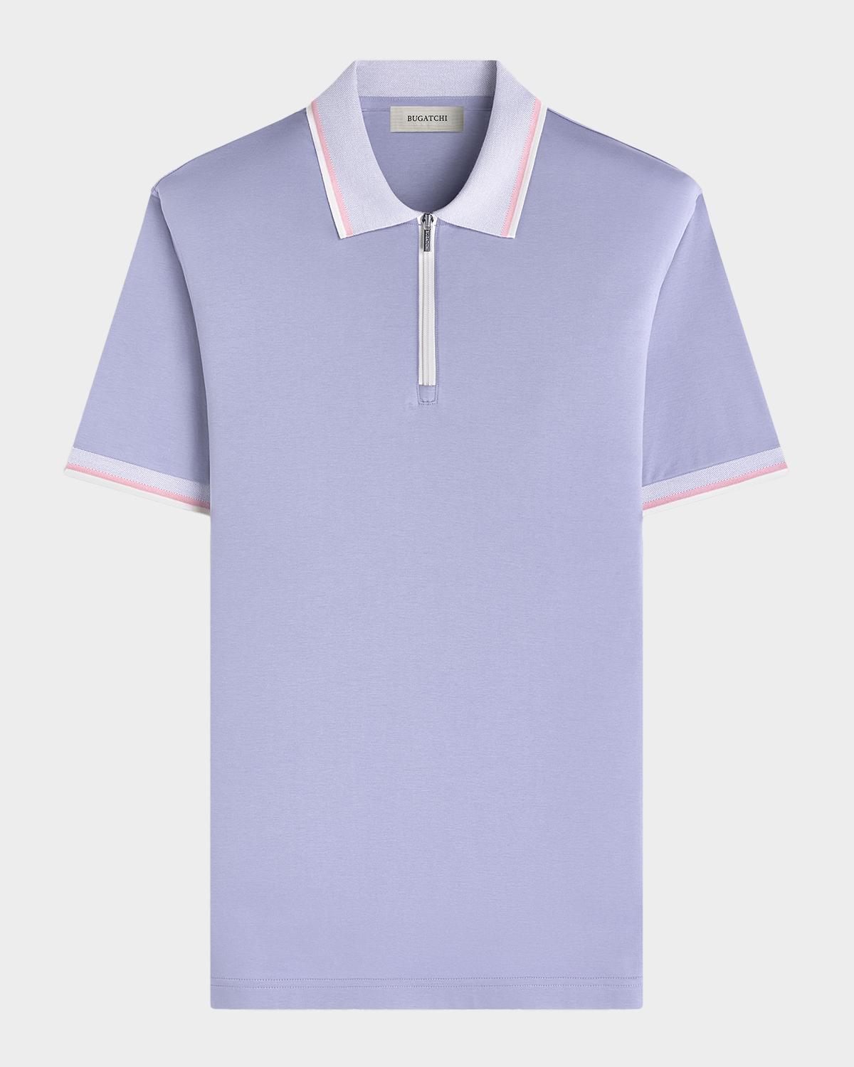 Bugatchi Men's Tipped Knit-Trim Quarter-Zip Polo Shirt
