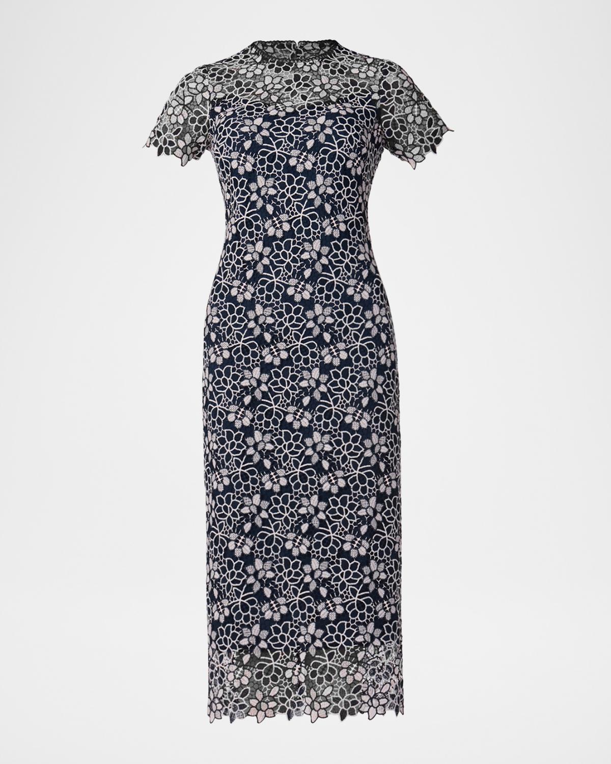 Shoshanna Kiriya Floral Lace Column Midi Dress