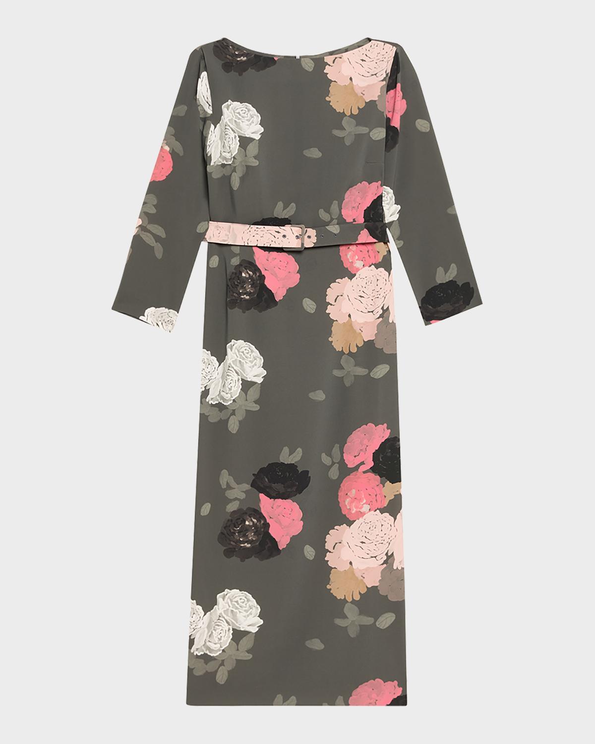 BERNADETTE Luce Floral-Print Belted Midi Dress
