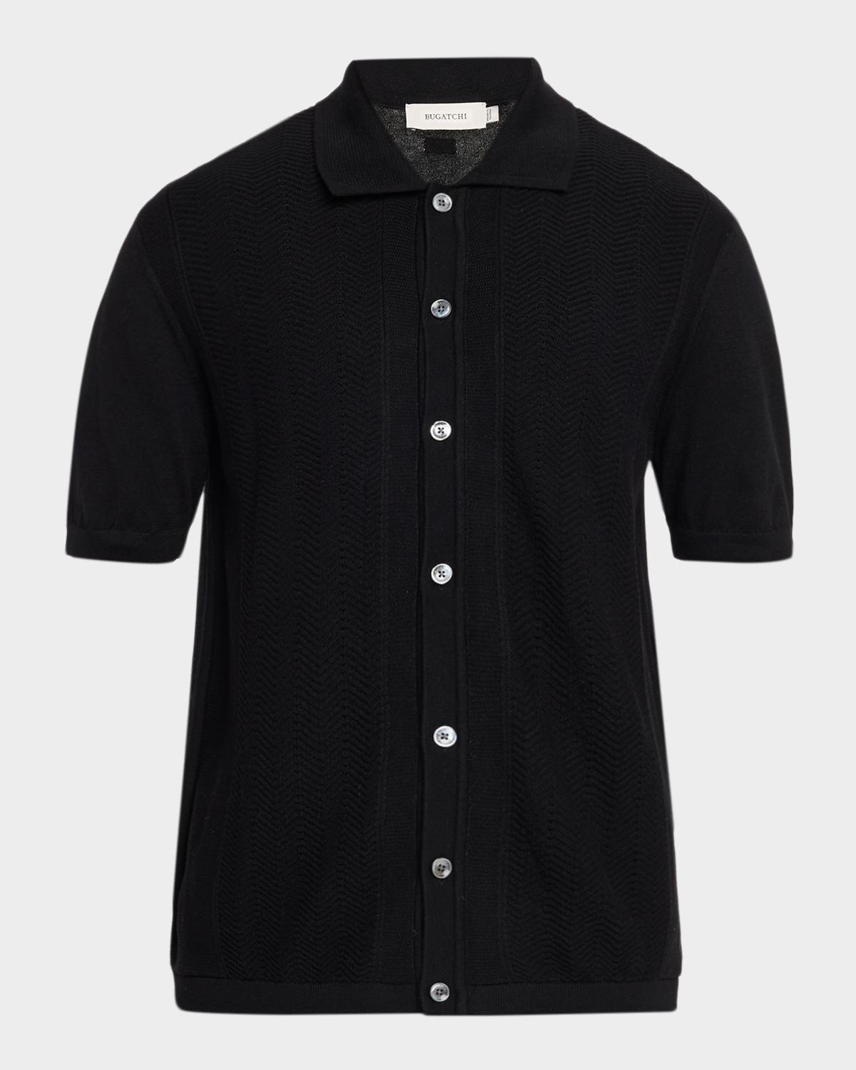 Bugatchi Men's Chevron Short-Sleeve Polo Sweater