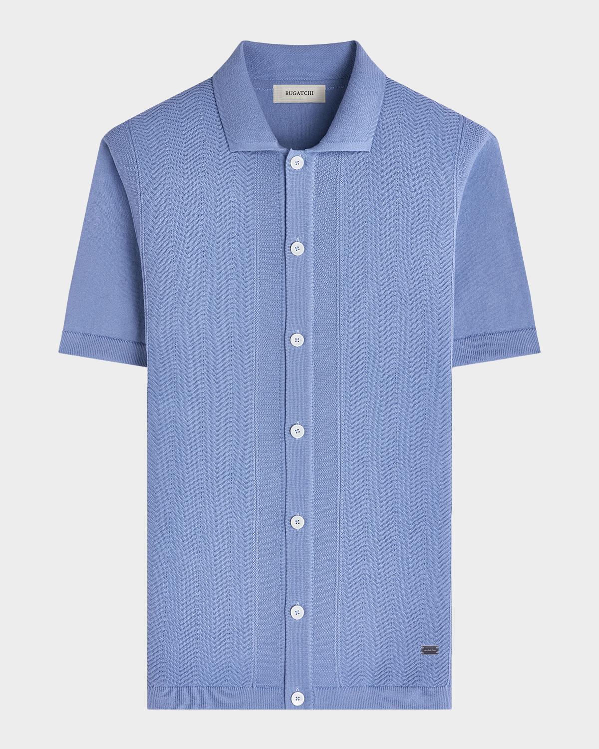 Bugatchi Men's Chevron Short-Sleeve Polo Sweater