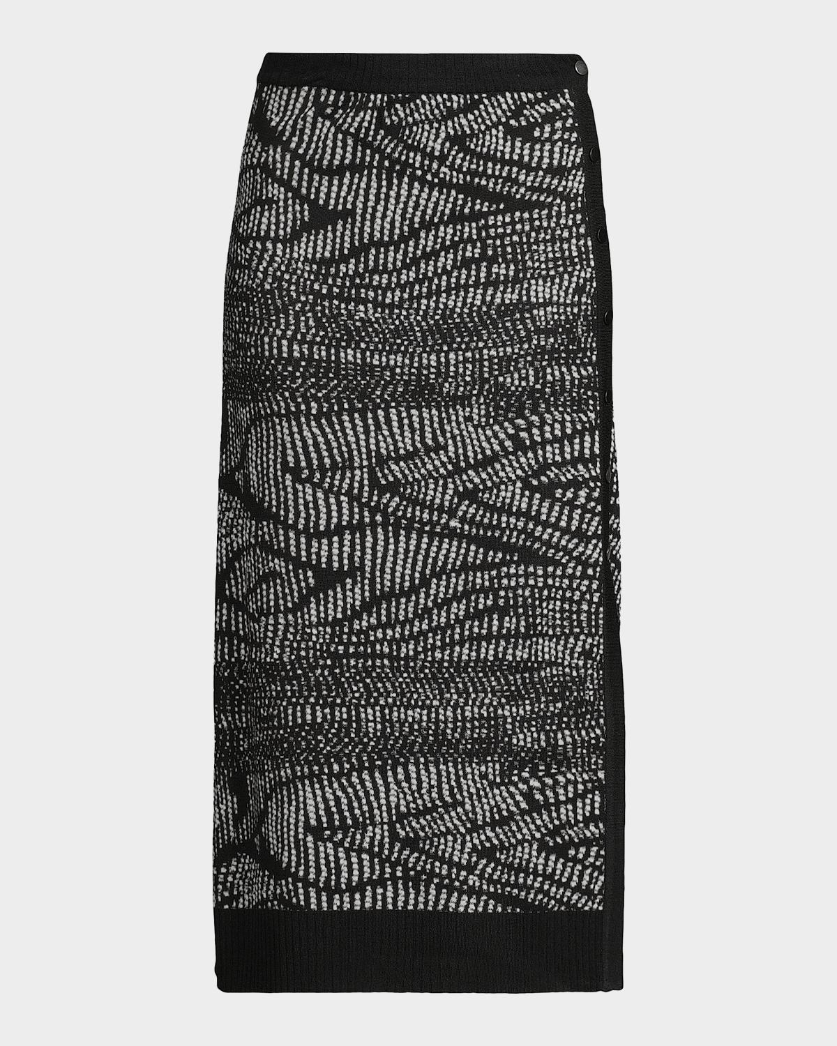Misook Animal Abstract Jacquard Soft Knit Midi Skirt