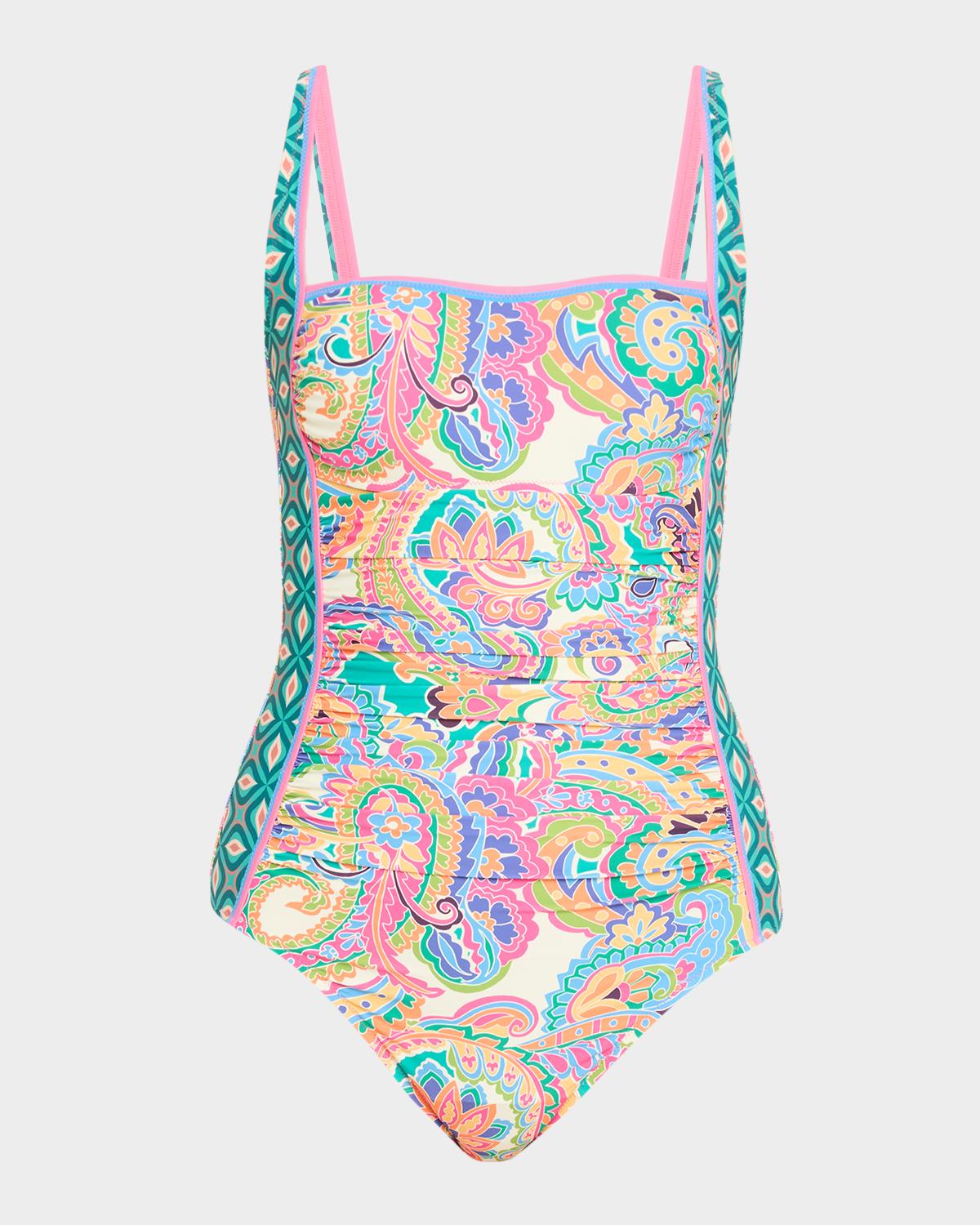 Johnny Was Marilyn Ruched One-Piece Swimsuit