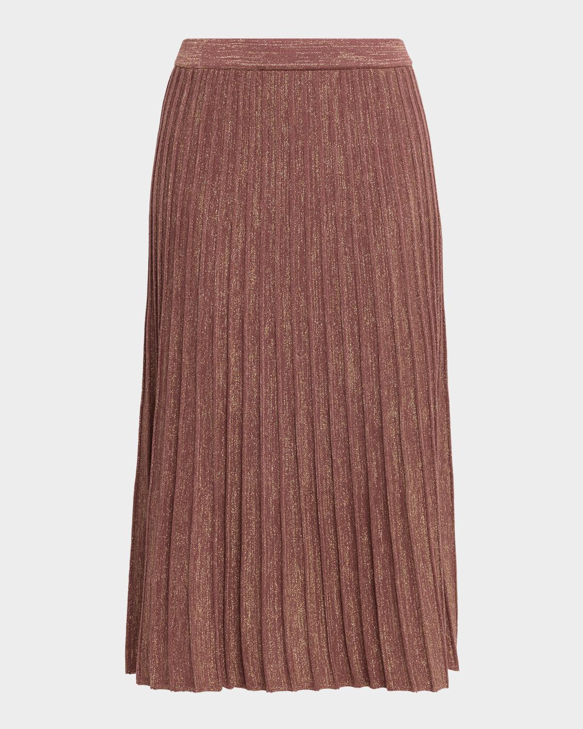 Misook A-Line Shimmer Rib Knit Midi Skirt