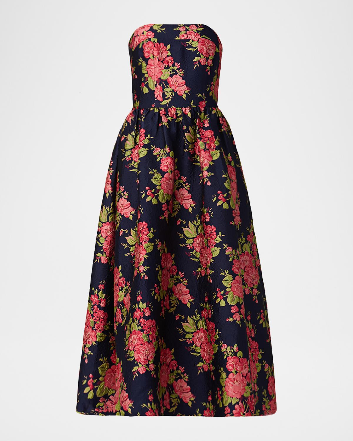 Shoshanna Dana Strapless Floral Jacquard Maxi Dress