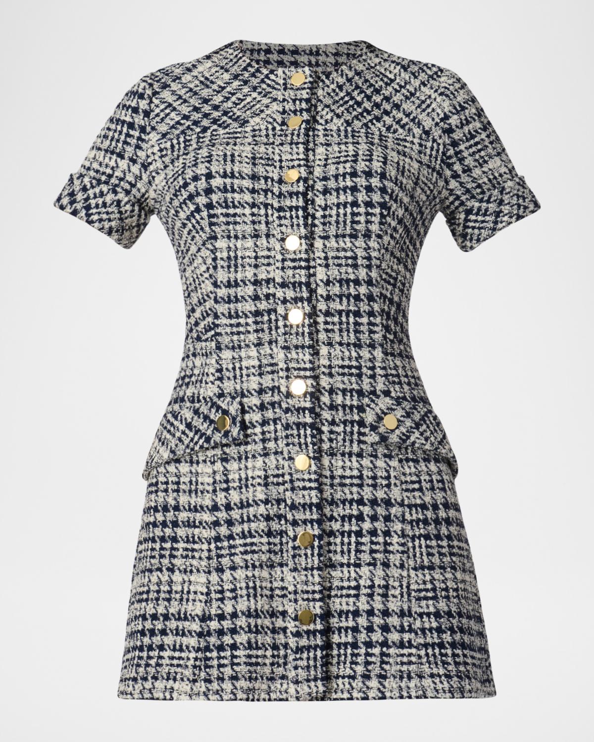 Shoshanna Haisley Houndstooth Tweed Mini Dress