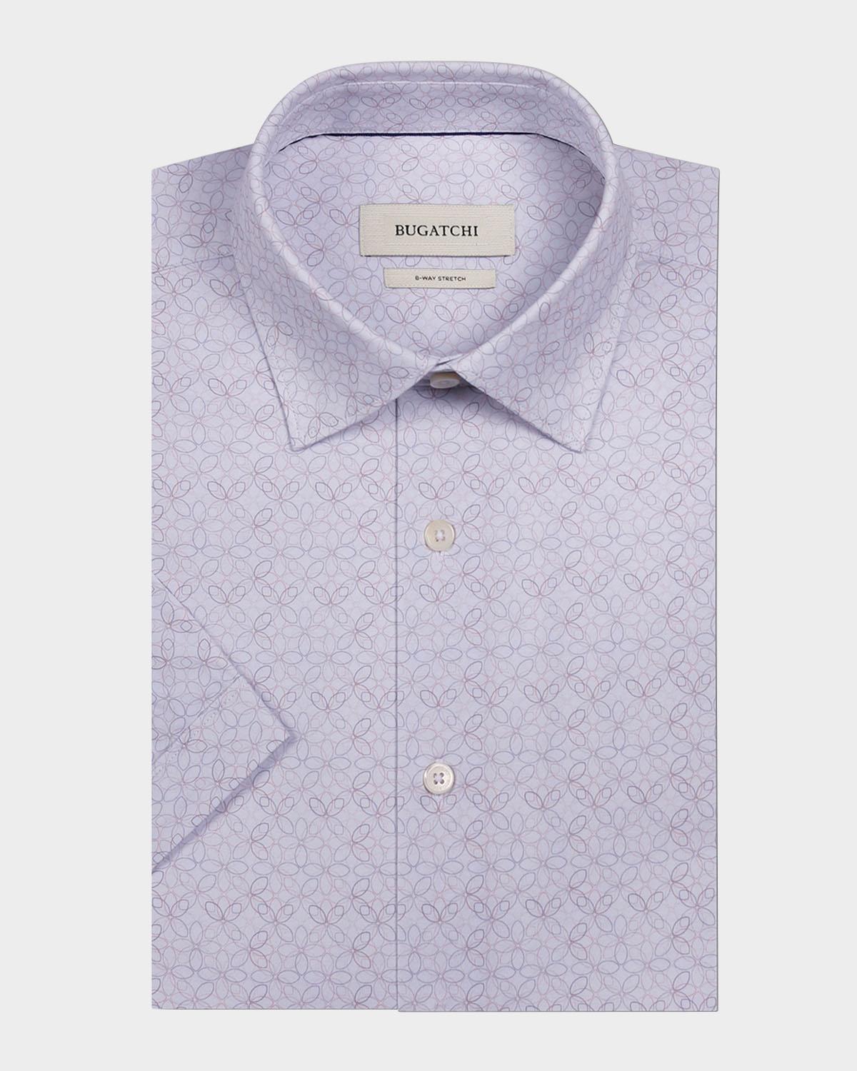 Bugatchi Men's Miles Geometric-Print OoohCotton Short-Sleeve Shirt