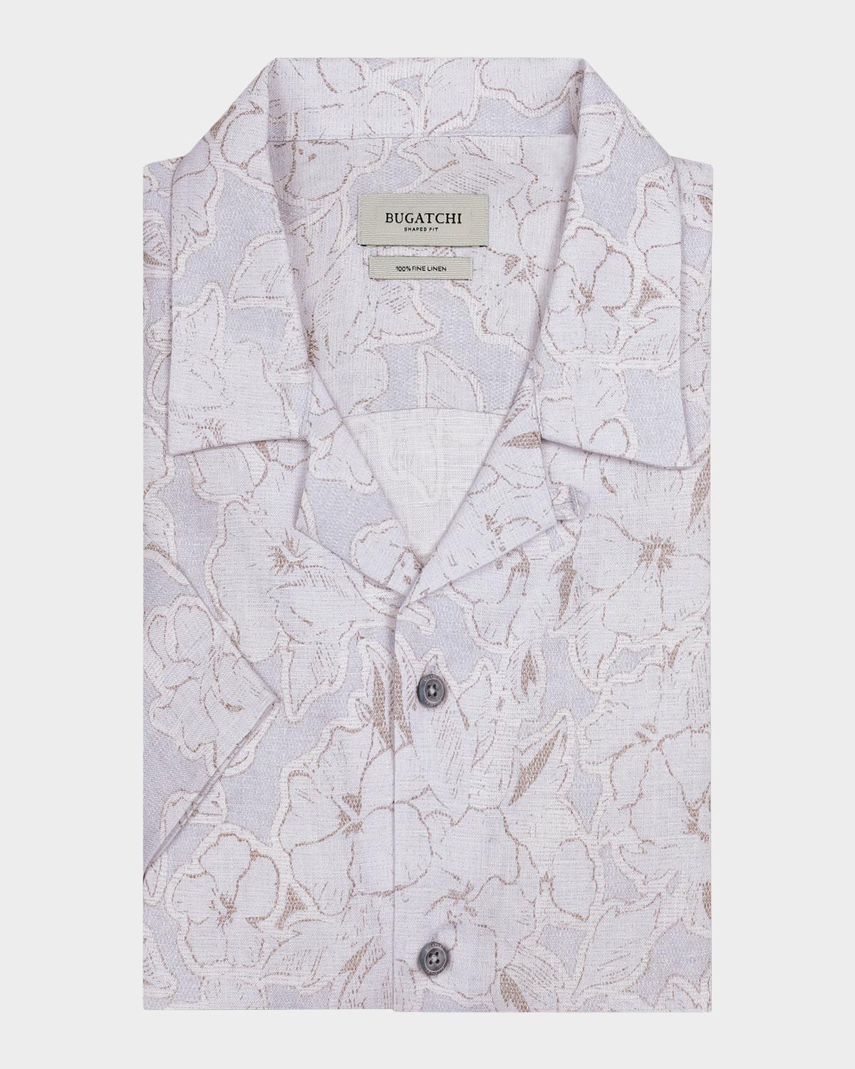 Bugatchi Men's Jackson Linen Floral Short-Sleeve Camp Shirt