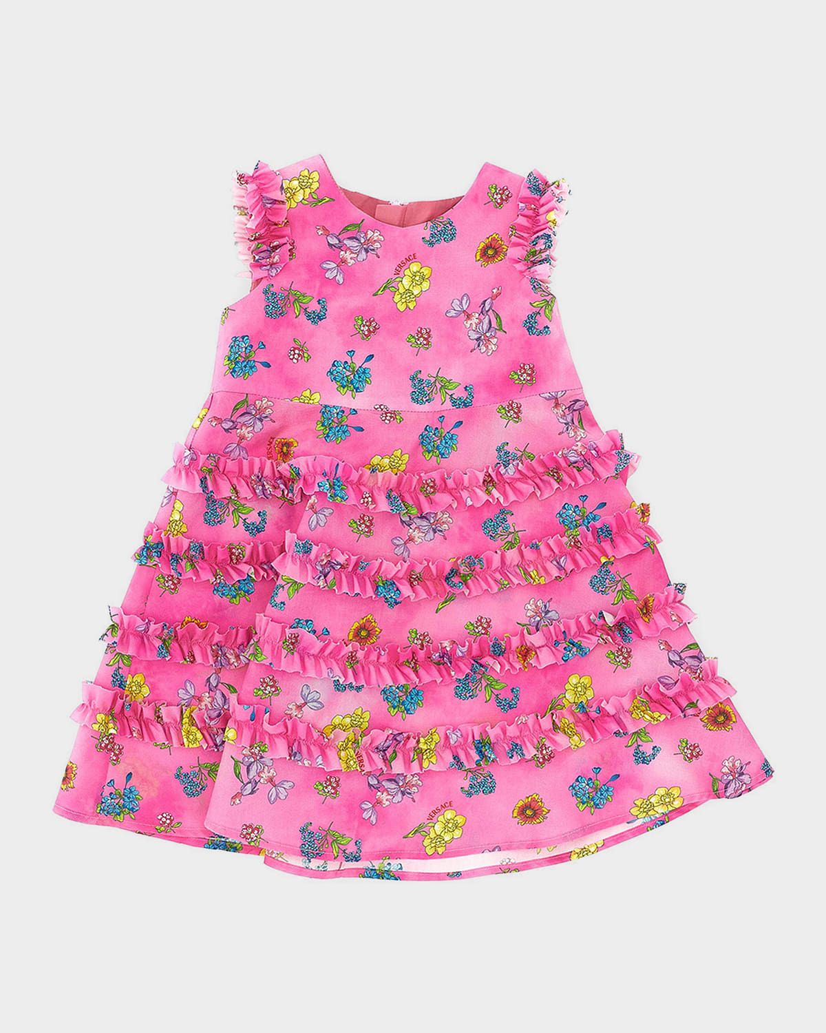 Versace Girl 's Flights of Flowers Sleeveless Cotton Dress, Size 12M-5