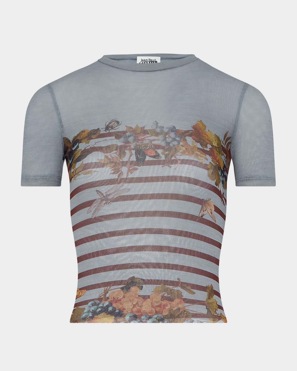 Jean Paul Gaultier Mariniere Grape Print Mesh Baby Tee