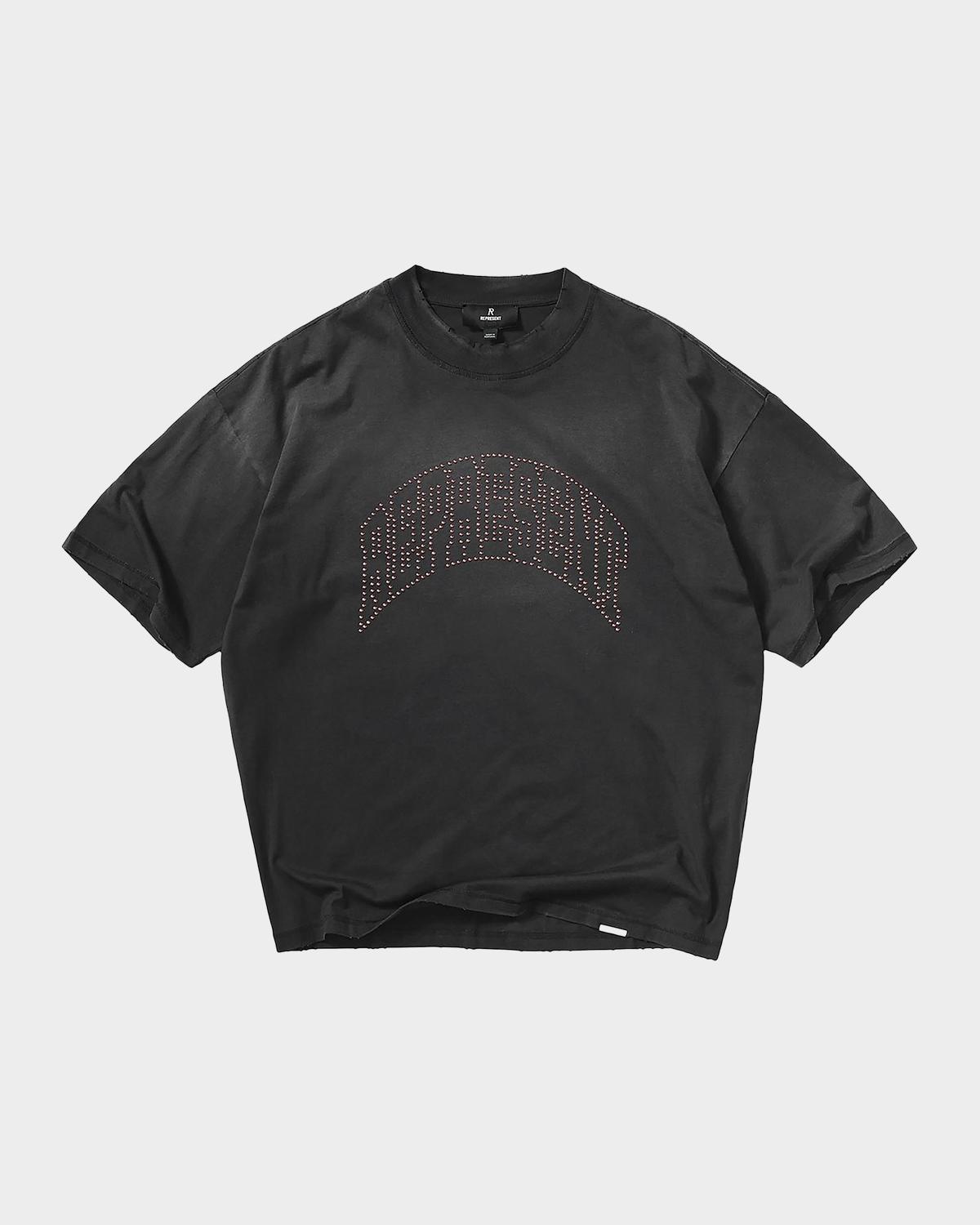 REPRESENT Men's Embellished-Logo Stained Cotton T-Shirt