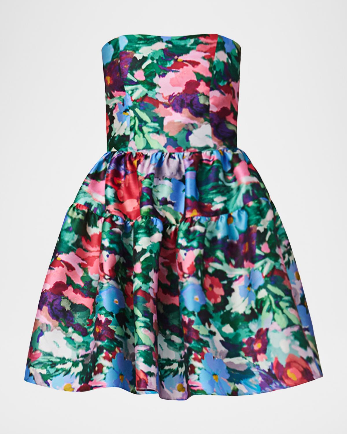 Shoshanna Kyrie Strapless Floral-Print Mini Dress