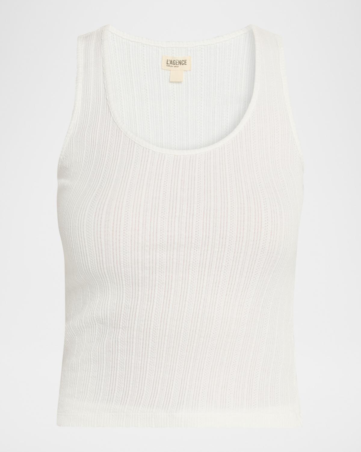 L 'AGENCE Adira Pointelle Scoop-Neck Tee