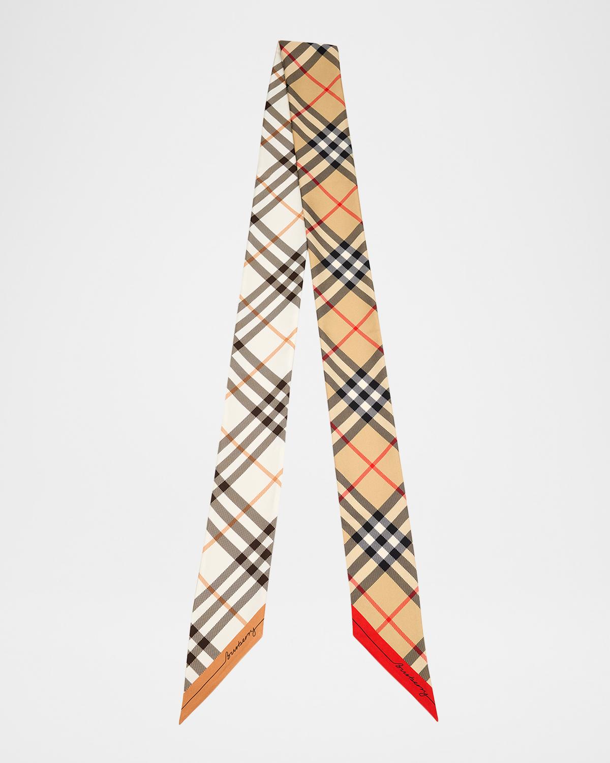 Burberry Skinny Contrast Check Silk Scarf