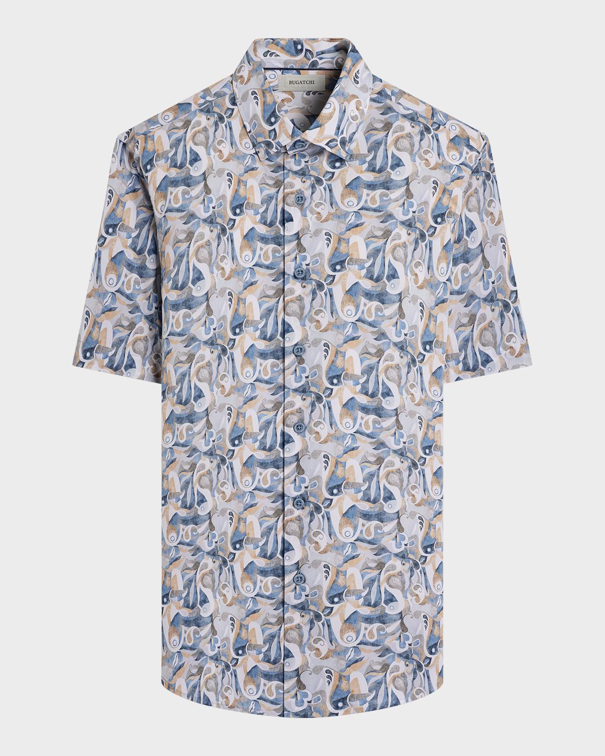 Bugatchi Men's Orson Abstract Paisley-Print Comfort Stretch Short-Sleeve Shirt