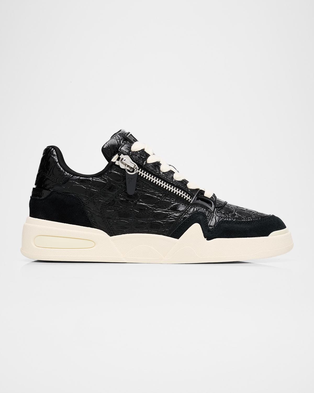 Giuseppe Zanotti Men's Gz-Ghost Leather and Suede Low-Top Sneakers