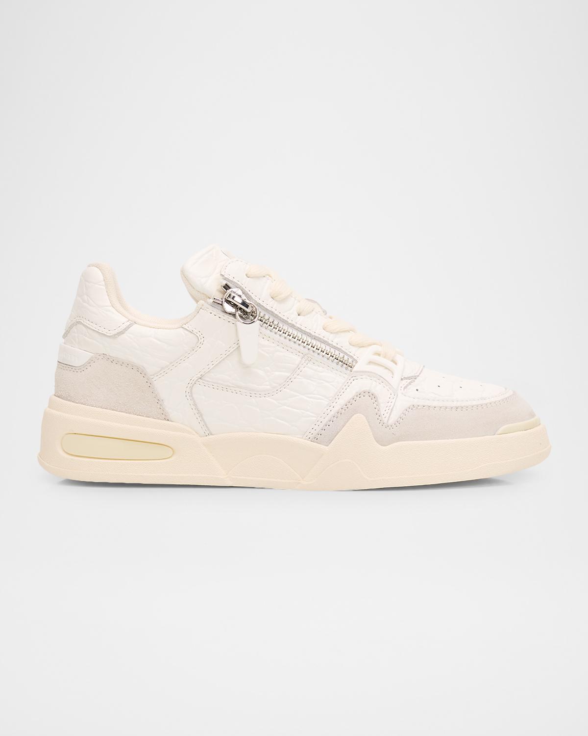 Giuseppe Zanotti Men's Gz-Ghost Leather and Suede Low-Top Sneakers