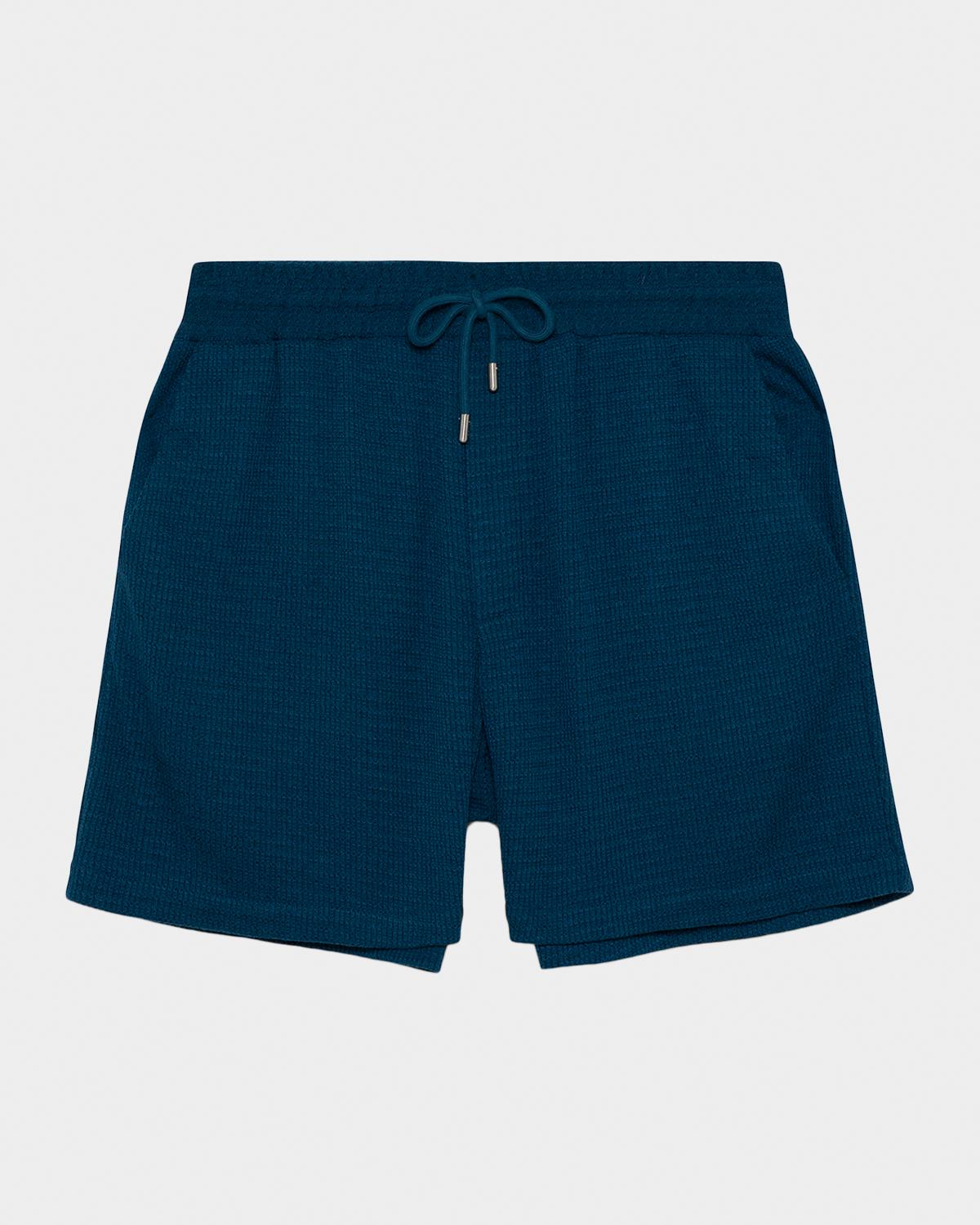 SIMKHAI Men's Conroy Waffle-Weave Drawstring Shorts