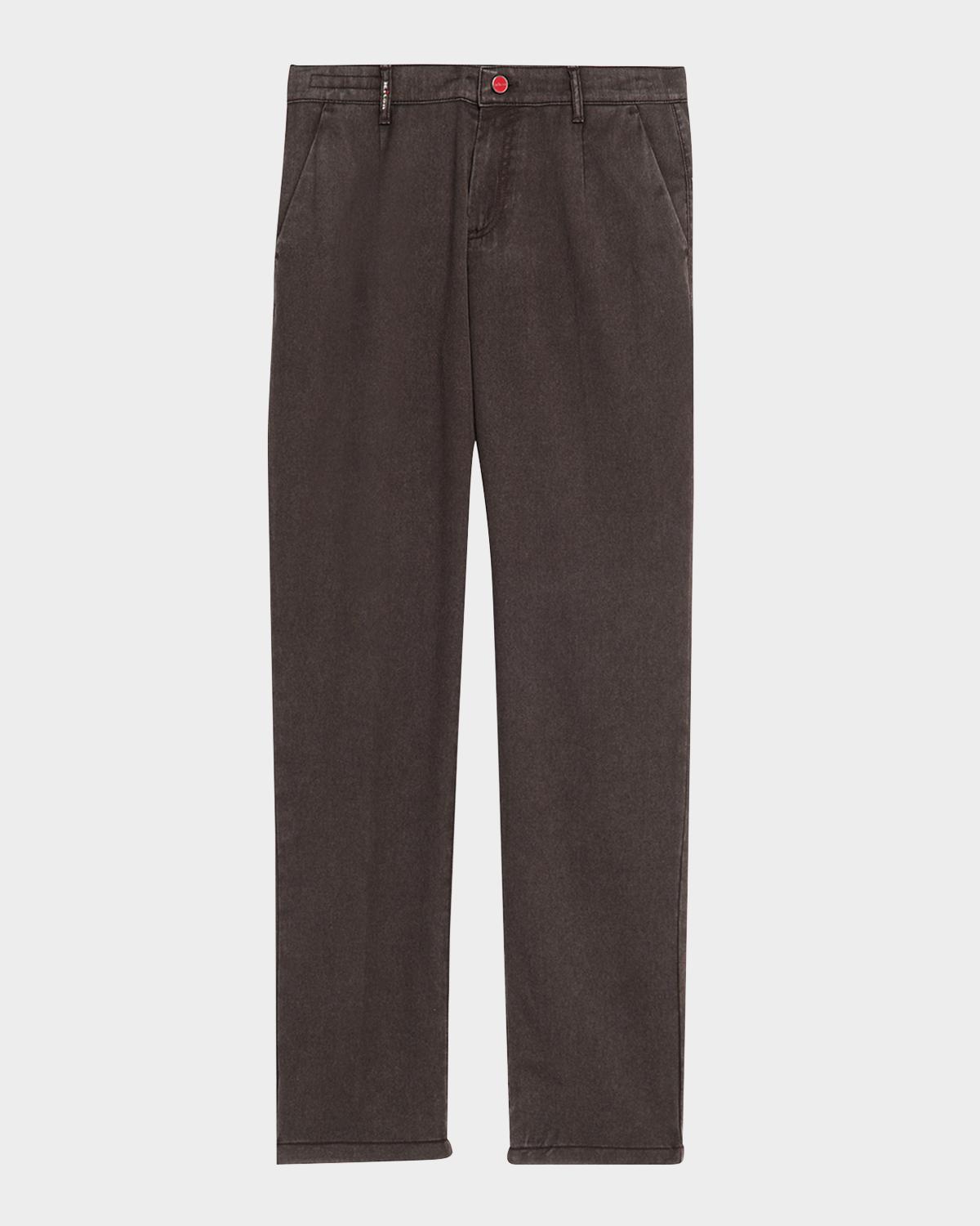 Kiton Men's Washed-Effect Wool Four-Pocket Pants