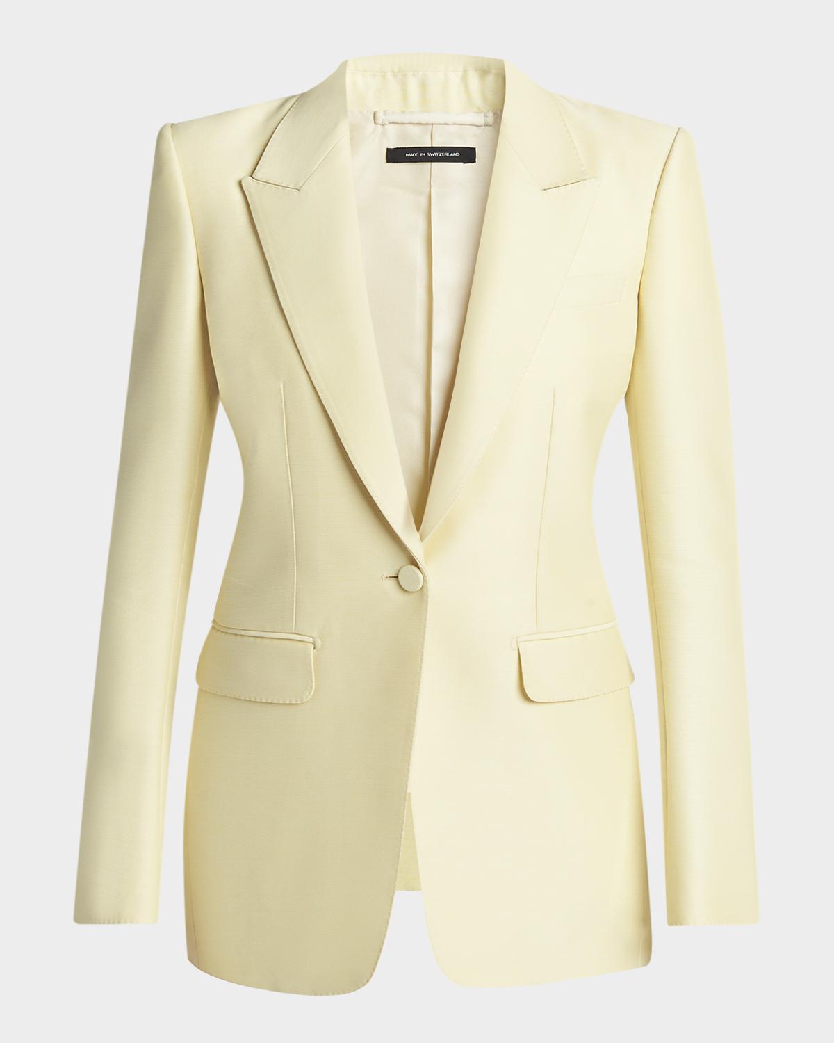 Wool Silk Single-Breasted Jacket