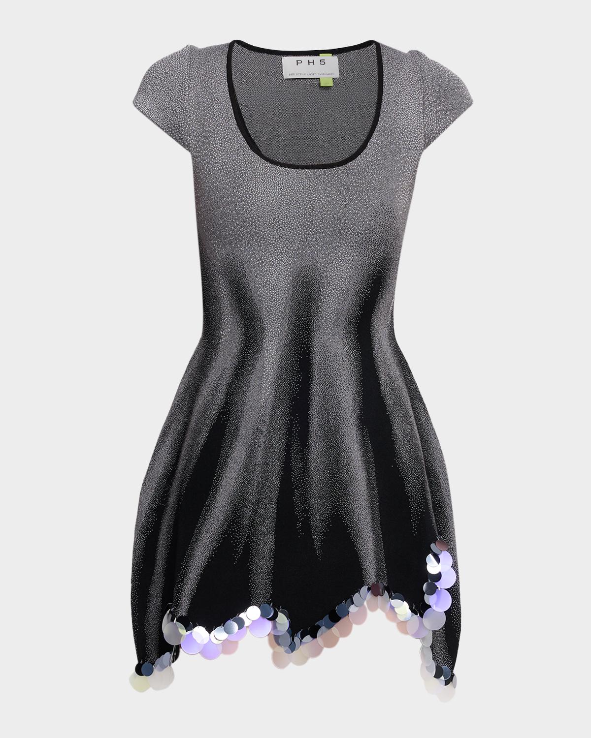 Zingel Reflective Wavy-Hem Mini Dress