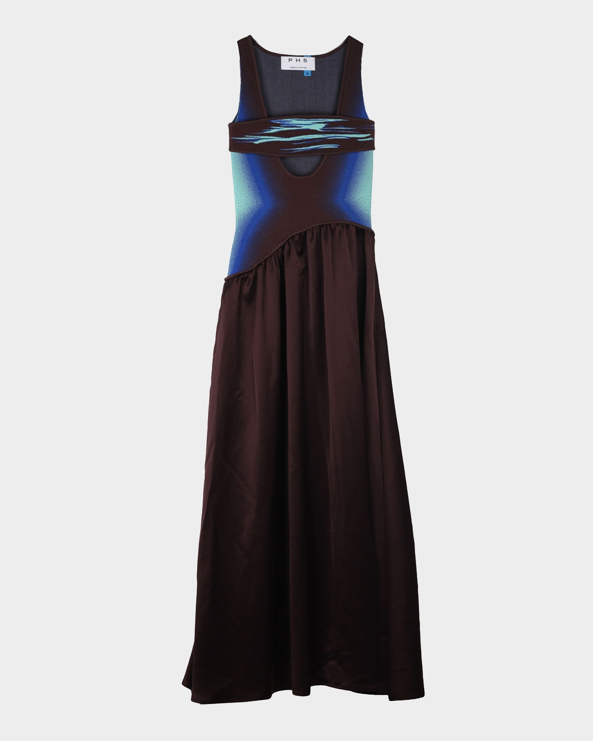 Ph5 Jewel Sleeveless Mixed Media Midi Dress In Brown