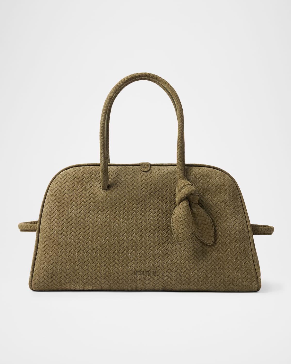 Jacquemus Le Turismo Chevron-Braided Suede Bowling Bag